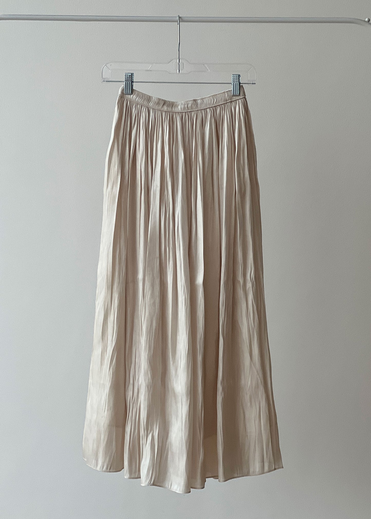 Ivory Pleated Satin Skirt